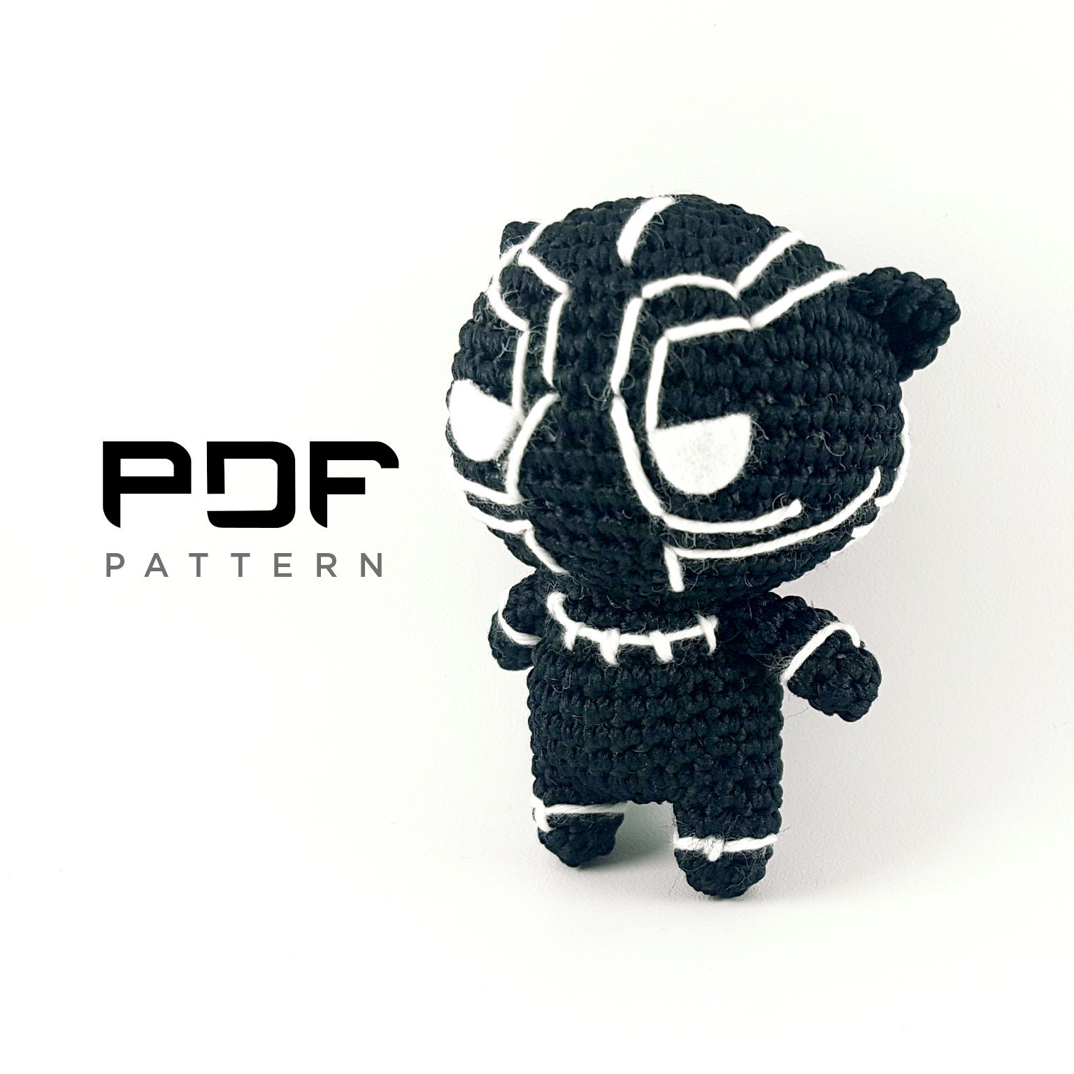 CROCHET PATTERN PDF Black Panther Amigurumi Plushie Bagcharm