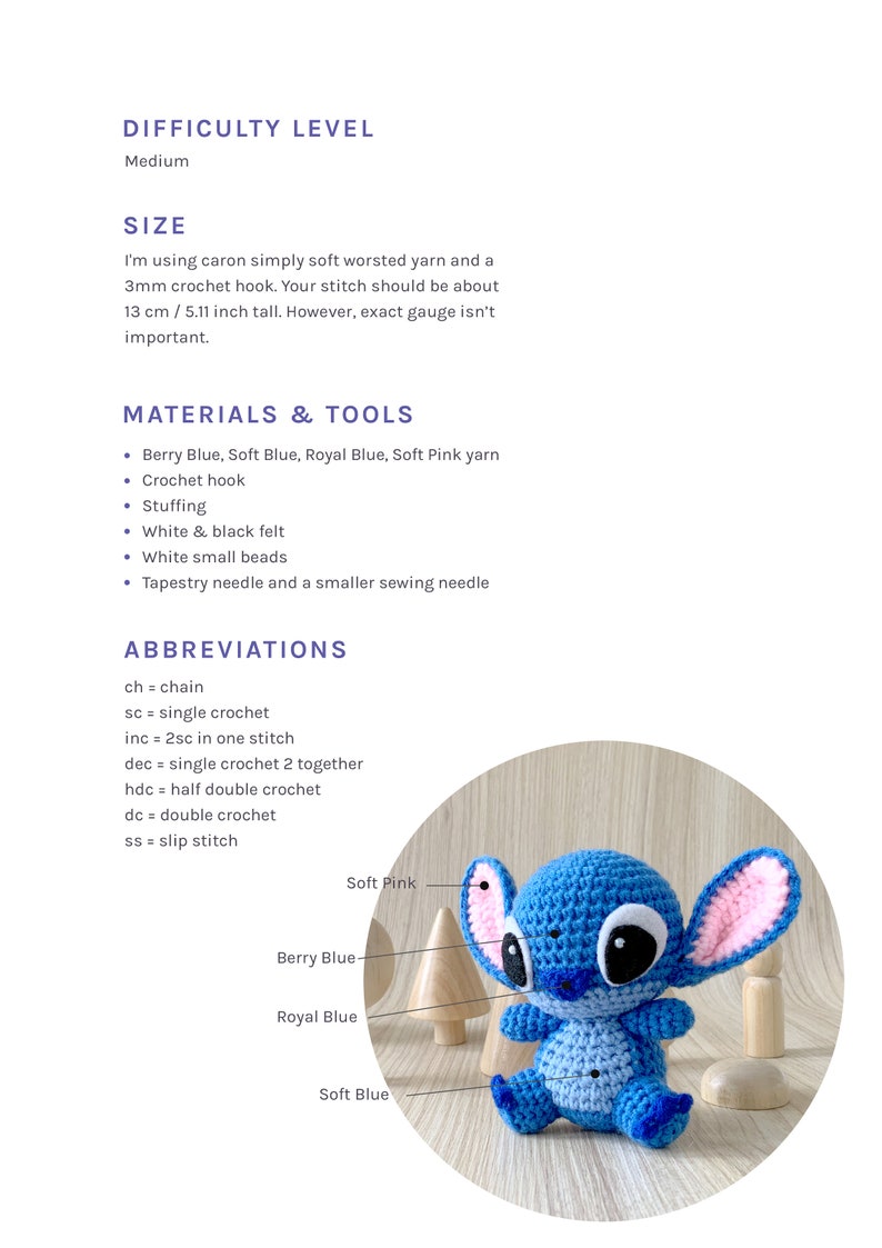 CROCHET PATTERN PDF: Stitch Amigurumi / Plushie / Bagcharm image 3