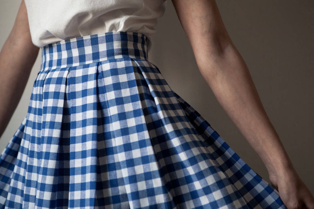 Gingham pleated mini skirt deals