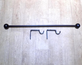 Curtain Rail Set-Up (rings too!)................................................Handmade in UK..Wrought Iron (Forged Steel)+ FREE Fixing Kit