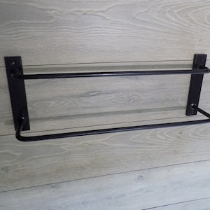 Double Towel Rail............................................................Wrought Iron (Forge Steel) Hand Crafted in UK+FREE Fitting Kit.