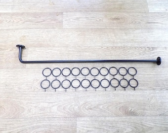 Curtain Rail with Rings, Heavy Duty, Wrought Iron (Forged Steel) Handcrafted in UK + Free Fixing Kit.