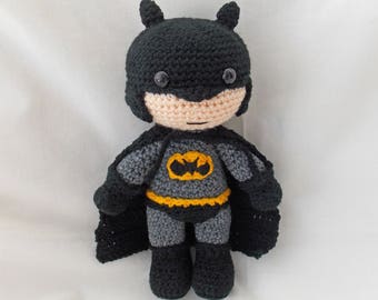 Crochet Batman, Amigurumi Batman, MADE TO ORDER, Crochet Dark Knight doll, crochet batman soft toy, Batman plushie