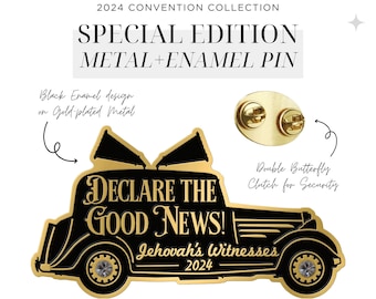 BACKORDER: Ships Mid-May - Special Edition Enamel Pin 2024 Declare the Good News! Convention of Jehovah's Witnesses JW Vintage Sound Car