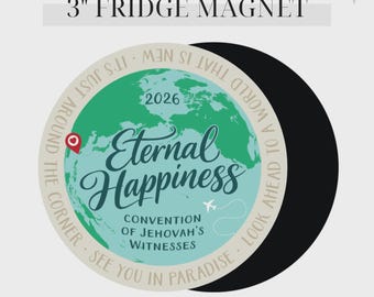 Pack of 5 • 2026 JW Convention Fridge Magnet • Eternal Happiness, Waterproof Vinyl • Designed & Printed in Toronto Canada