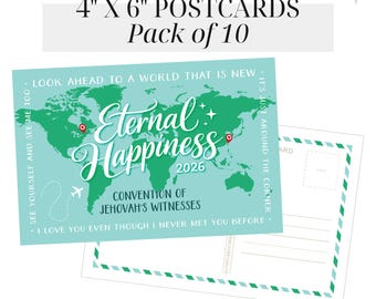 Pack of 10 Postcards • 2026 Eternal Happiness JW Convention Post Card Gifts (Designed & Printed in Canada)
