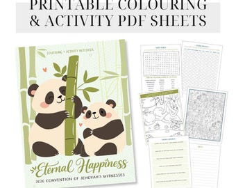 PRINTABLE 2026 Eternal Happiness Convention JW Children's Coloring Activity Digital Notebook PDF Sheets