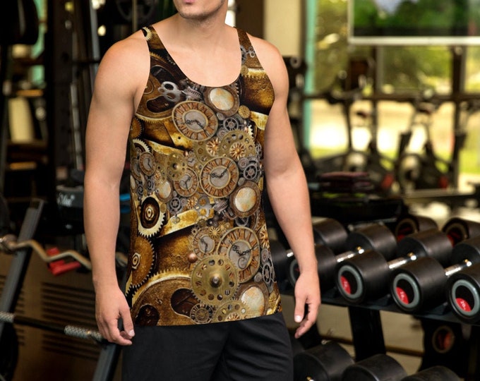 STEAMPUNK TANK TOP All Over Print Tank Top Mens Tank Top Unisex Steampunk Top for Men or Women Futuristic Clothing Steampunk Clothing