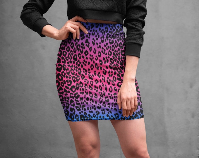 Cheetah SKIRT Women's Animal Print Designer Fashion Skirt Spring Clothing Pink and Purple Ombre Animal Print Skirt Cheetah Cat Print Skirt