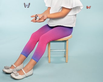 Pink Purple Ombre Girls Leggings: Eco-Friendly Baby & Youth Clothing