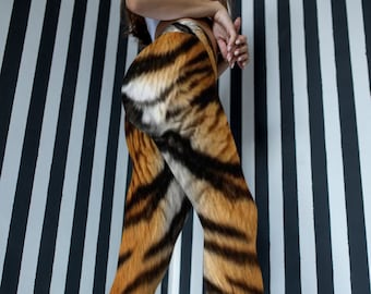 Tiger Print Leggings - Faux Fur Animal Print Yoga Pants