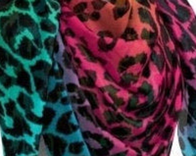 CHEETAH PRINT SCARF Tie Dye Animal Print Scarf Women's Long Scarf Women's Square Scarf Rainbow Cheetah Scarves for Women Rave Accessories