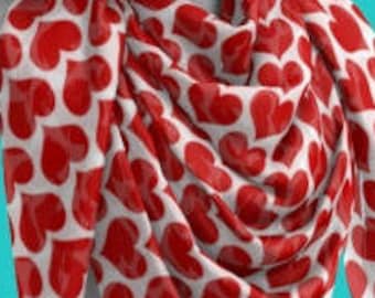 VALENTINES DAY Scarf Long or Square Red and White HEART Scarves For Women Gift for Girlfriend Gift for Wife Gift for Her Best Friend Gift