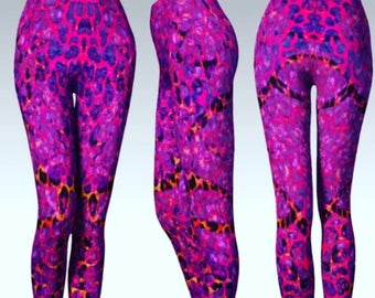 CHEETAH LEGGINGS Animal Print Yoga Leggings Yoga Pants WOMENS Leggings Summer Leggings Printed Leggings Fashion Leggings Sexy Leggings Pink