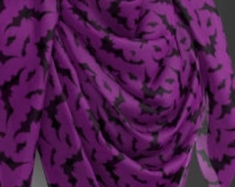 Halloween Scarves Womens Halloween SCARF Accessories Fashion Scarf for Women Purple and Black BAT Halloween Scarves Womens Accessory Scarf