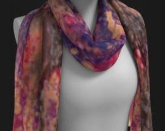 WOMENS SCARF Designer Fashion Scarf Art Print Purple Gold Painted Scarf in Long or Square Styles Women's Fashion Scarves Gift for Wife