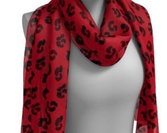 Cheetah Print Scarf Red Black SCARF Animal Print SCARVES Womens Designer Fashion Scarf Long or Square Leopard Print Scarf Gift for Her