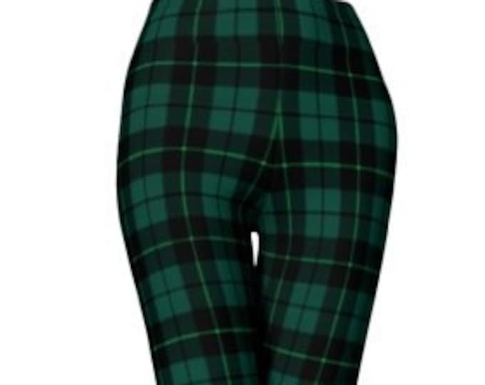 GREEN Tartan PLAID LEGGINGS Womens Leggings Yoga Leggings Womens Yoga Pants Printed Leggings Christmas Leggings Green + Black Gift for Her