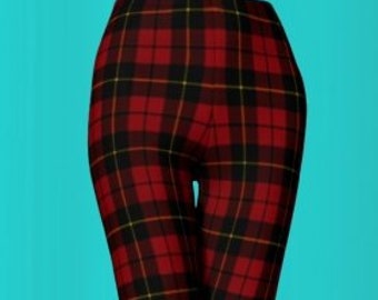 Tartan PLAID LEGGINGS Womens Leggings Yoga Leggings Womens Leggings Yoga Pants Printed Leggings Yoga Leggings Red + Black Gift for Her