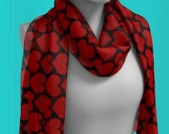 ÉCHARPE COEUR FEMME Designer Foulard Écharpe longue ou carrée Cadeau pour petite amie Gf Cadeau pour femme Cadeau pour sa meilleure amie Cadeau Écharpe d’été légère