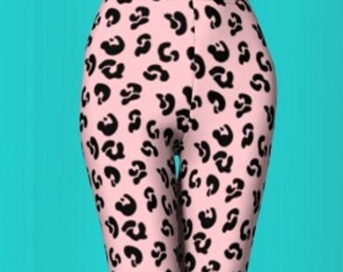 Pink CHEETAH LEGGINGS Animal Print Leggings WOMENS Pink and Black Leopard Print Yoga Leggings Yoga Pants Sexy Leggings Workout Leggings