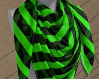 Witch Scarf HALLOWEEN SCARF Green and Black Striped Halloween SCARF Square Scarf or Long Scarf Accessories Fashion Scarf Halloween Scarves