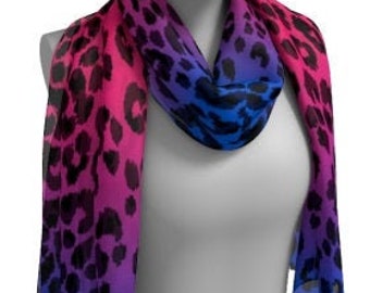 Pink and Purple CHEETAH SCARF Animal Print Scarf Women's Long Scarf Women's Square Scarf Leopard Print Scarves Summer Scarf Accessories