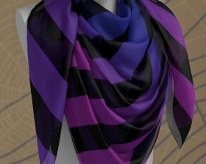 PURPLE WITCH SCARF Halloween Scarf Witch Striped Scarf Purple and Black Long and Square Styles Striped Scarf Silk Scarf Halloween Scarves