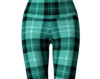 Green TARTAN Plaid LEGGINGS Womens Yoga Pants Sexy Print Leggings Womens Sexy Leggings Sexy Womens Leggings Sexy Yoga Pants St Pattys Day