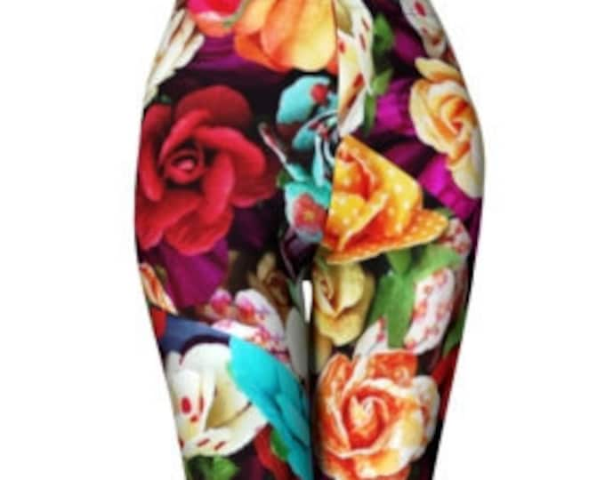 FLORAL LEGGINGS - WOMENS Yoga Leggings - Flower Print Leggings - Floral Yoga Pants  - Fall Leggings - Workout Leggings - Sexy Yoga Leggings