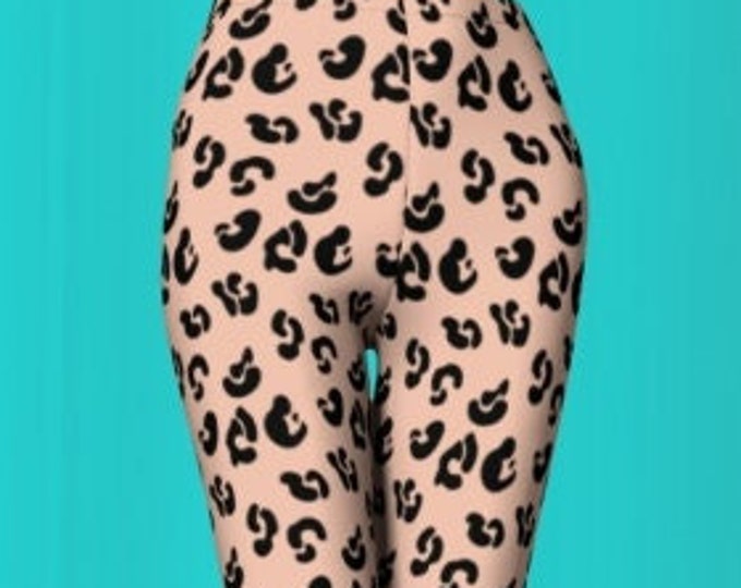 CHEETAH LEGGINGS Nude and Black Animal Print Leggings WOMENS Yoga Leggings Yoga Pants Leopard Print Leggings Workout Leggings Gift for Wife
