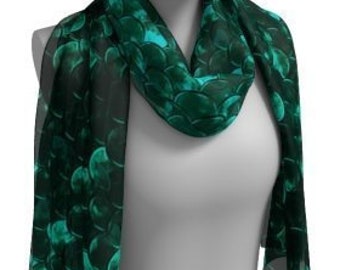 Mermaid Scale Scarf: Green Fashion Scarf, Long or Square