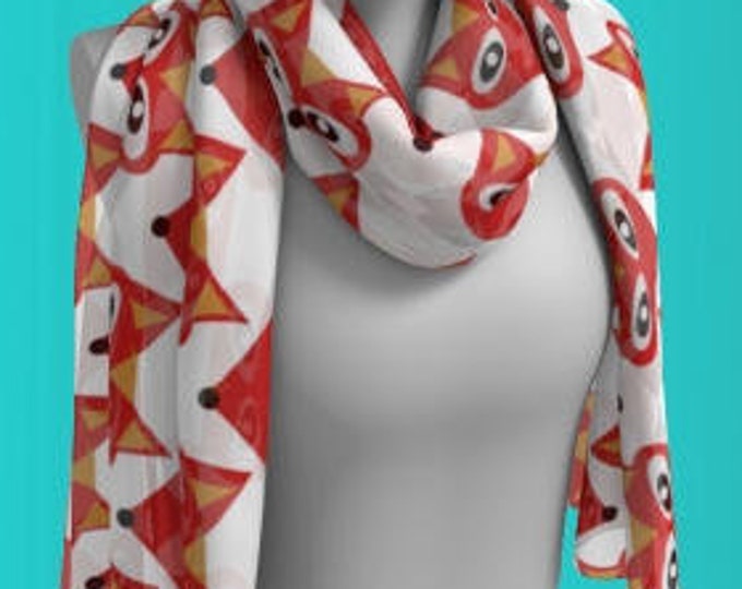 FOX SCARF Womens Designer Fashion Scarf Fox Print Scarf Long Scarf or Square Scarf Womens Scarves Womens Fashion Accessories Hipster Scarf