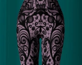 Tattoo Tights Cool YOGA PANTS Womens Sexy Leggings Sexy Yoga Pants Lace Tights WOMENS Sexy Yoga Leggings Rave Leggings Tribal Art Tights