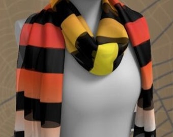 HALLOWEEN SCARF Designer Scarves for Halloween Orange and Black Candy Corn Ombre with Black Stripes Halloween Scarves Long or Square Scarf