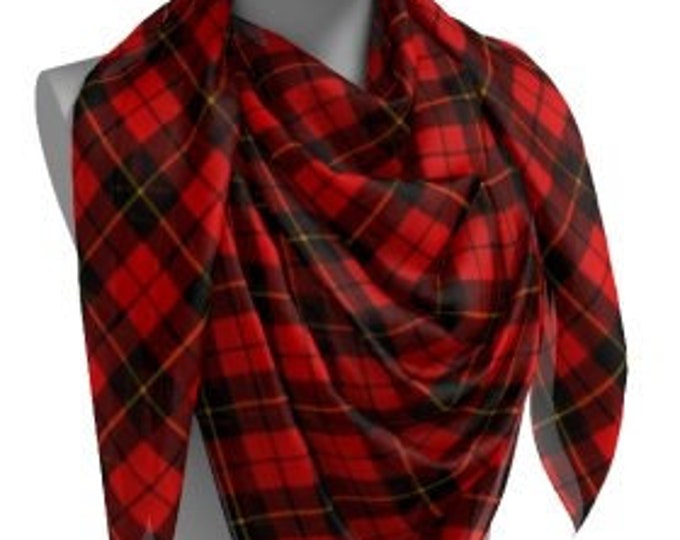 RED TARTAN PLAID Scarf for Women Long & Square Styles Red Plaid Scarf Designer Scarves for Women - Scarf - Women's Fashion Accessories Scarf