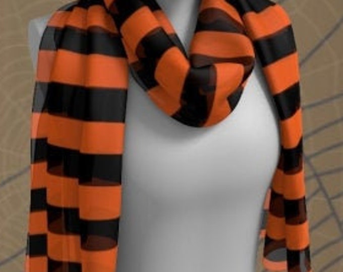 HALLOWEEN SCARF Orange and Black Striped Halloween SCARF Square Scarf or Long Scarf Accessories Fashion Scarf for Women Halloween Scarves