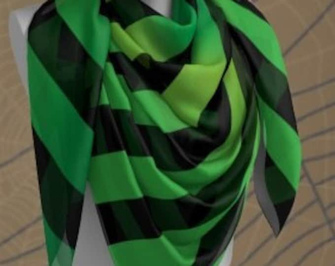 HALLOWEEN SCARF Designer Scarves for Halloween Ombre Green and Black Stripes Halloween Scarves Long or Square Scarf Witch Scarf Silk Scarves