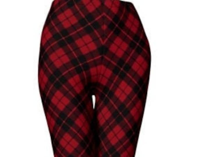 Red Plaid Tartan YOGA PANTS Sexy Print Leggings WOMENS Sexy Leggings Sexy Womens Leggings Sexy Yoga Pants Sexy Yoga Leggings Print Leggings