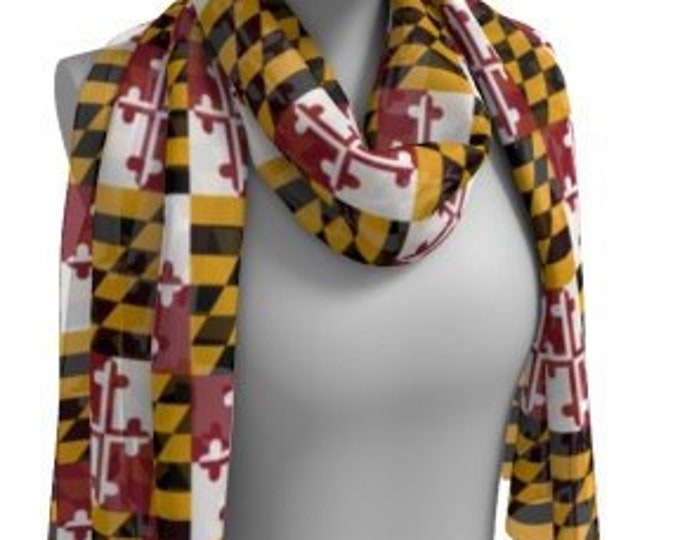 MARYLAND SCARF Maryland Flag SCARVES Printed Scarf Maryland State Flag Fashion Scarf Designer Fashion Scarf for Women Square and Long Styles