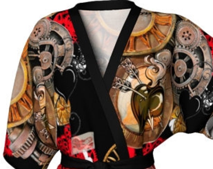 STEAMPUNK KIMONO ROBE Womens Futuristic Clothing Punk Clothing Women's Lingerie Kimono Robe Sexy Gift for Wife Gift for Her Gift for Mom