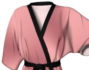 Dusty Rose Kimono Robe, Silky Knit Designer Robe
