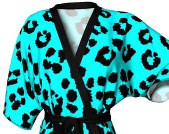 Leopard Print Kimono Robe - Silky Knit Animal Print Peignoir