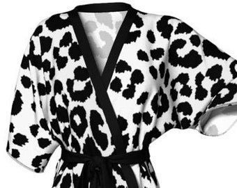 Cheetah Print Kimono Robe: Silky Knit Designer Robe