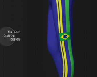 World Cup LEGGINGS Featuring Brazil Yoga Pants for Women Green Blue and Yellow Brazilian Flag Leggings Womens Yoga Leggings Soccer Leggings