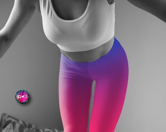 Pink Purple Ombre Leggings: High Waist Yoga Pants