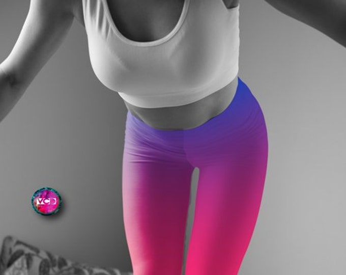 OMBRE Leggings - Womens Leggings - Workout Leggings - Fashion Leggings - Rave Leggings - Yoga Pants - Sexy Yoga Leggings - Pink + Purple