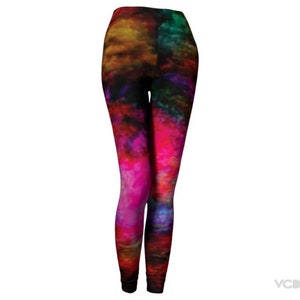 Rainbow Art Leggings: High Waist Yoga Pants, Rave Festival Clothing image 5