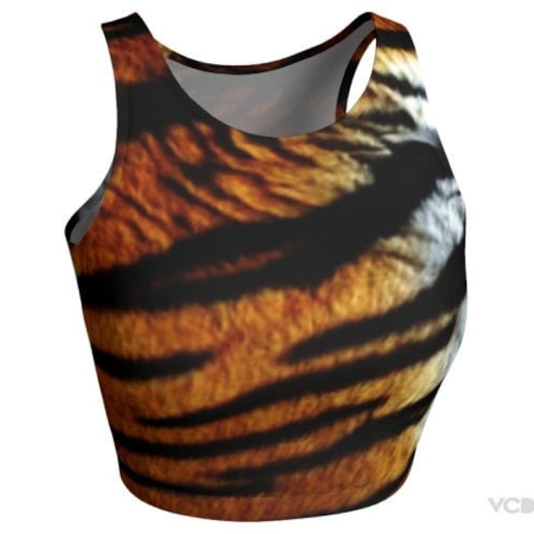 TIGER CROP TOP Animal Print Crop Top Women's Cropped Top Work Out Top Bralette Sports Bra Tiger Print Yoga Top Tiger Striped Top Yoga Top