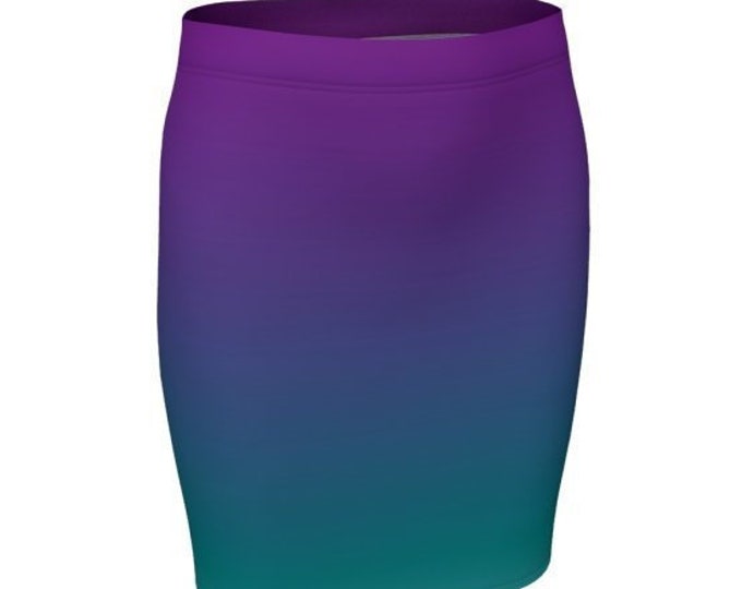 OMBRE Skirt Womens SPRING Skirt Spring Clothing Designer Fashion Skirt for Women Purple Teal Ombre Skirt Fit or Flare High Waisted Skirt